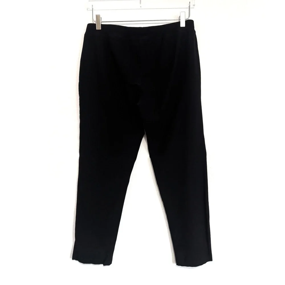 Eileen Fisher | Black Pull-On Straight Leg Cropped Pants Ankle Trousers